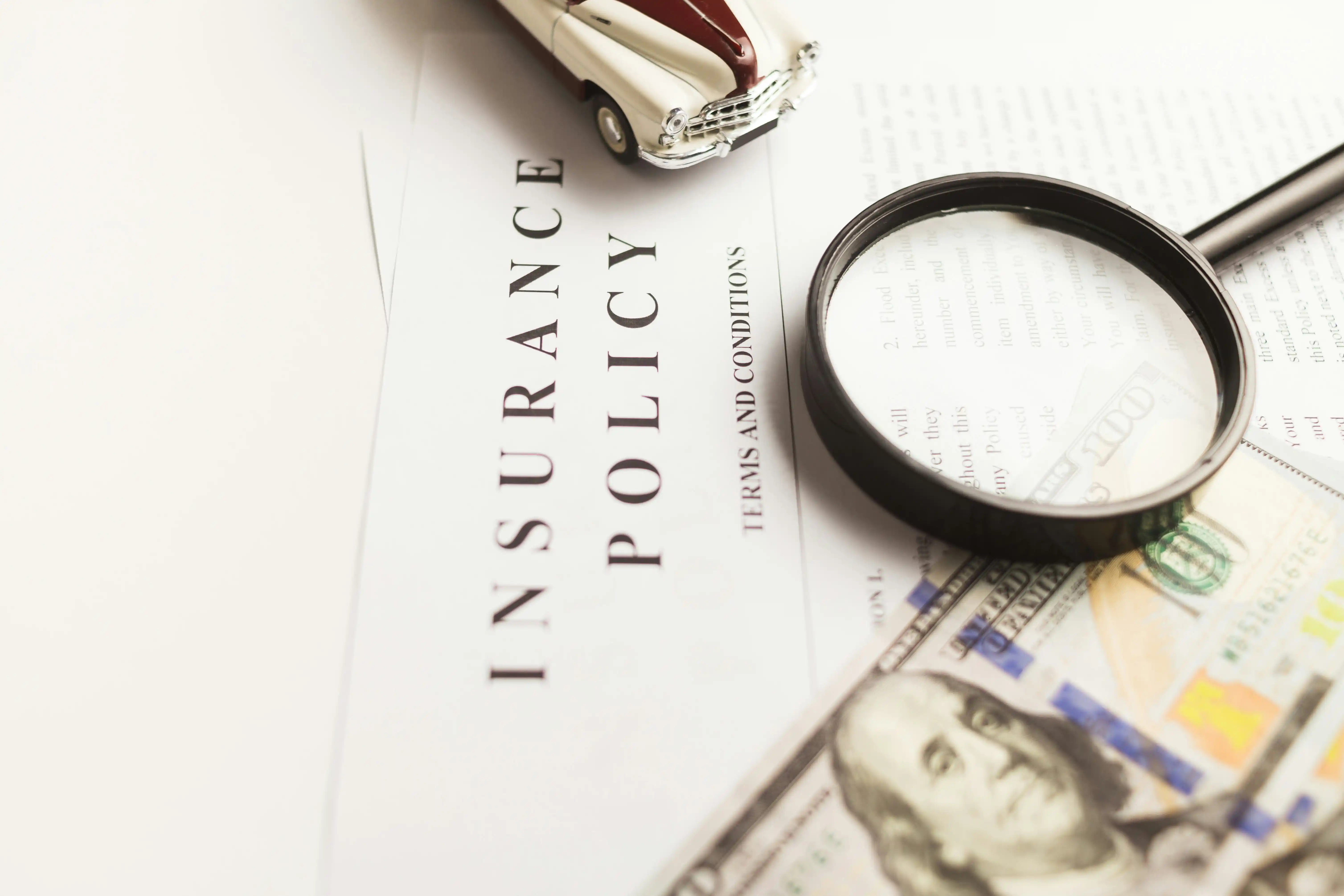 Contrat d'assurance avec une loupe
